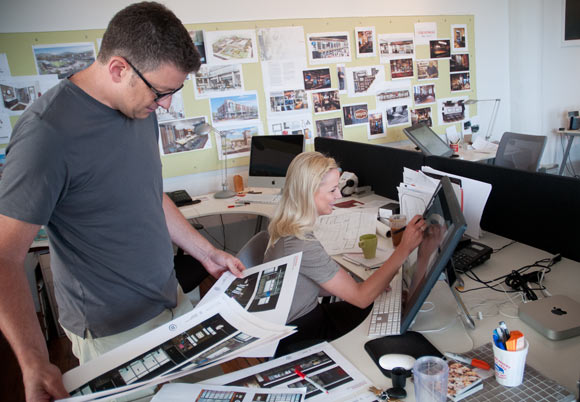 Scott Richardson founder of Richardson Design with employee Amanda Kachmarik - Photo Bob Perkoski