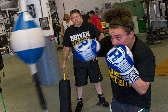 Boxer Sarah Judy training with Joe Santa Maria