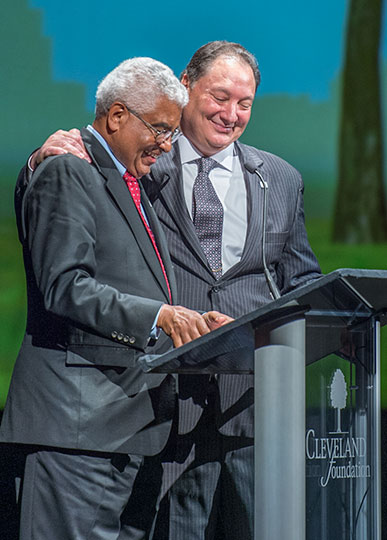 <span class="content-image-text">Ronn with former Cleveland Foundation President Steve Minter at the centennial meeting</span>