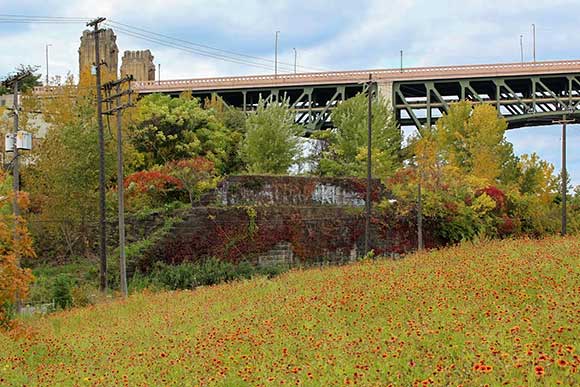 Abutment at Scranton Flats where the Lake Link Trail will begin