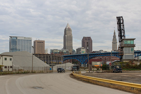 View of downtown from end of the Lake Link Trail before crossing to Whiskey Island