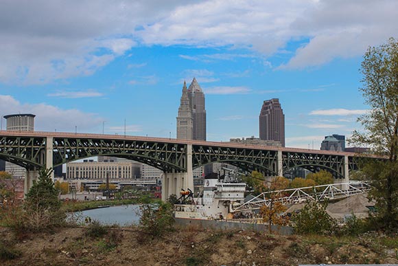 View of the city from Riverbed along the planned Lake Link Trail