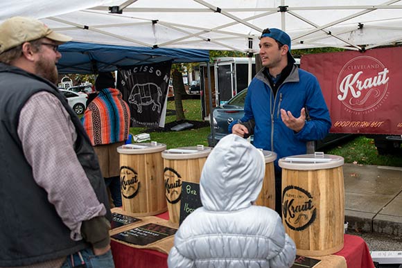 Drew Anderson of Cleveland Kraut at the Shaker Square Farmers Market