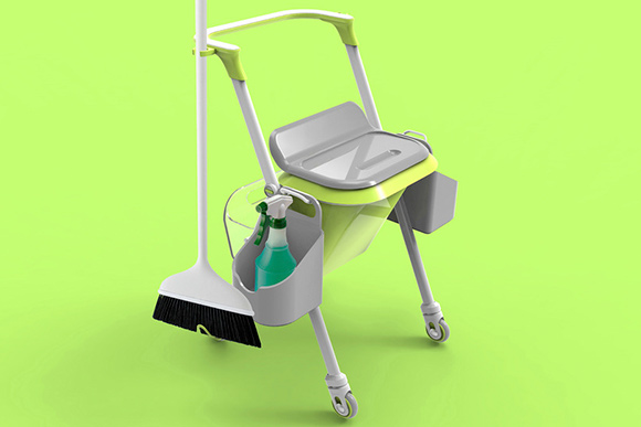 Geemay Chia's award-winning design for a cleaning caddy/walker to help disabled people with housework