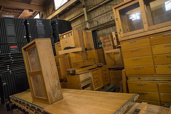 Science lab cabinets at Old School Architectural Salvage Project