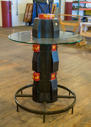 Table made from an old sand casting form at Rustbelt Reclamation