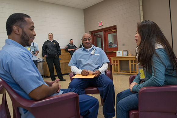 CWRU students and Inmates hold conversations and discussions amid breakout groups