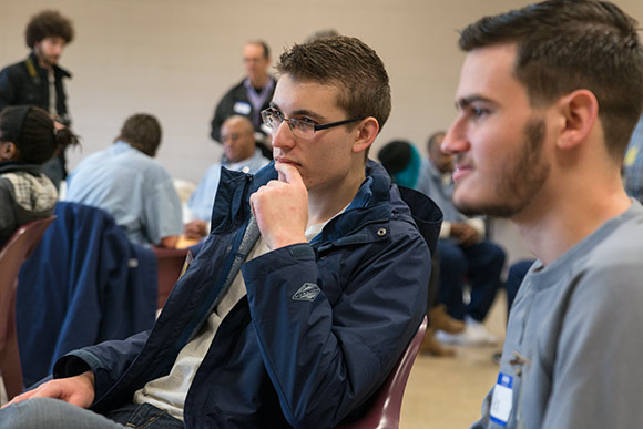 CWRU students listening at a breakout group