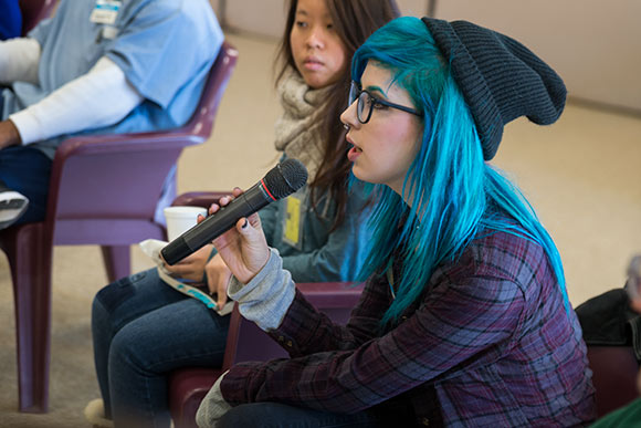 A CWRU student at the end of course recap