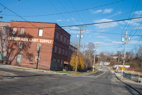 The old Byrne Sign building at the corner of Willey and Train