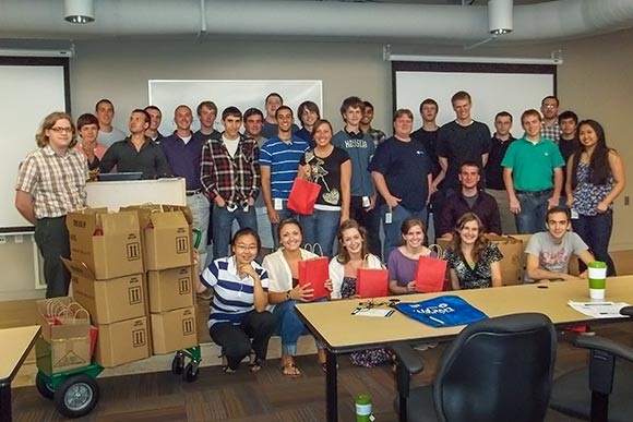 Group shot of interns from the Center for Families and Children after a domestic violence project