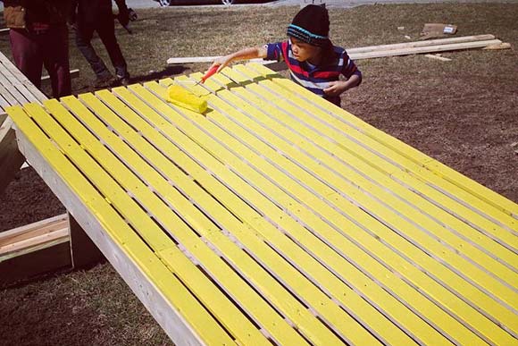 Painting Stoop Slides at Britt Oval