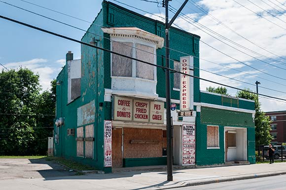 Boarded up business on Euclid Ave  in East Cleveland
