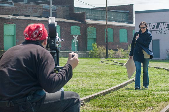 Robert Banks filming a scene from Paper Shadows