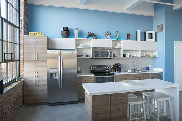 Kitchen area in a unit at The Shoreway