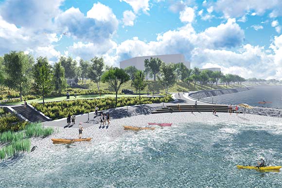 Breakwaters will be used as an erosion control measure along the waterfront trail