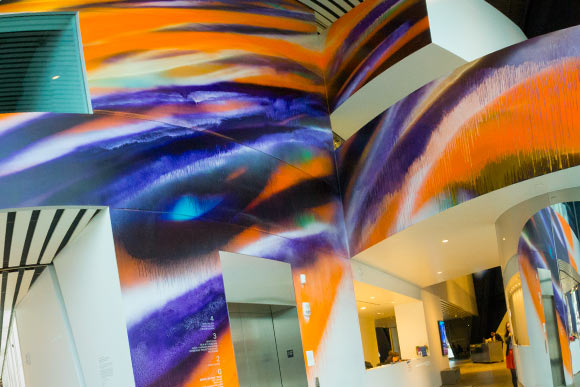 Artist Henrique Katharina Grosse's piece from Inside Out and From the Ground Up, the inaugural exhibition at MOCA Cleveland October 2012