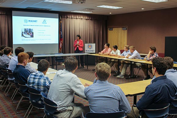 Manufacturing presentation given by Judith Crocker of MAGNET to students from Chagrin Falls High
