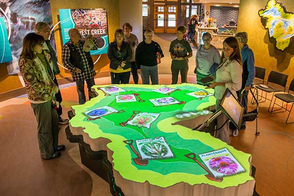 <span class="content-image-text">Jennifer Grieser conducts "Ins & Outs of Rain Garden Function" at the Stewardship Center</span>