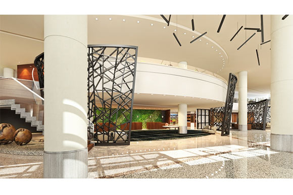 Lobby rendering of the Hilton Cleveland Downtown