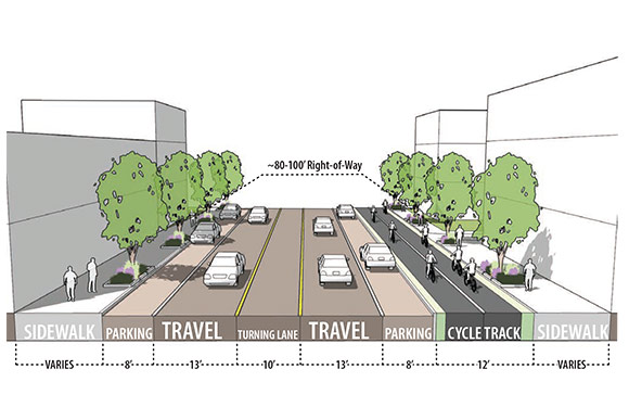Euclid Ave Design - Two-way Protected Lanes Option