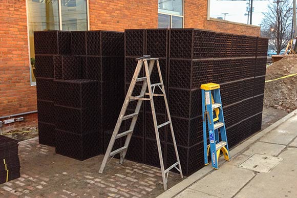 The cistern placed underground during the installation at Mitchell's