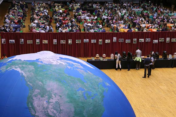 The 2015 edition of the annual Sustainable Cleveland 2019 event featured a large Planet Earth.