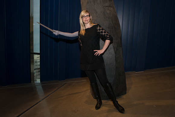 <span class="content-image-text">Megan Lykins Reich, deputy director of MOCA Cleveland at the Stranger exhibit</span>