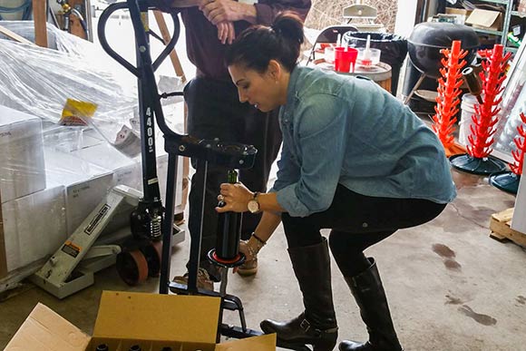 Corking the wine at the North Coast Wine Club