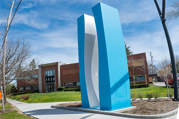 Steve Manka sculpture entitled “Cloud Monoliths” on Lee Rd.