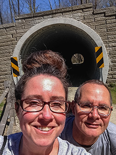 <span class="content-image-text">Erin O'Brien and husband Eric Nowjack take a selfie break in Stark County</span>