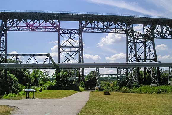 Compelling infrastructure on the trail south of the Canalway Center on E. 49th