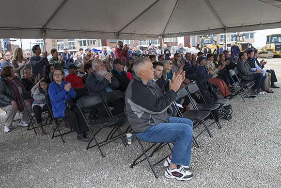 Local residents at the W. 73rd Street underpass ribbon cutting ceremony