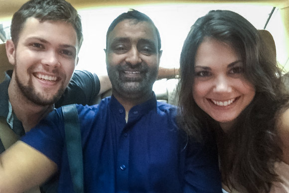 Lindsay (right) with Abid (center) and fello CouchSurfer Paul sightseeing around Hong Kong
