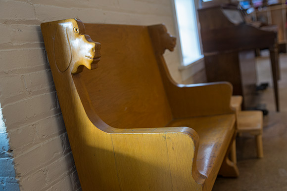 Original benches from the Alta Branch of the Cleveland Public Library that ran from 1941 - 1982