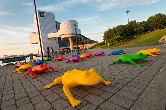 Cracking Art Group installation near the Rock & Roll Hall of Fame