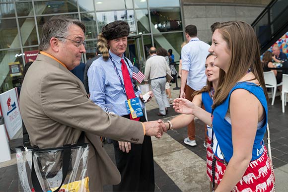 <span class="content-image-text">Convention goers outside the Q</span>