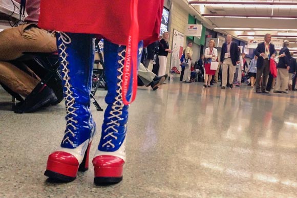 Texas delegate Amy Hedtke's boots at the RNC. "Actually, they're one of three pairs."