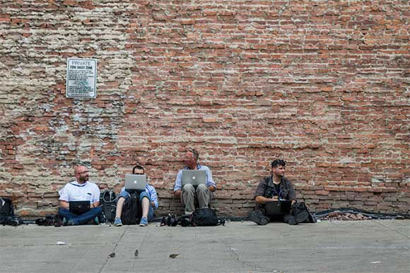 <span class="content-image-text">Just another day at the office for journalists covering the RNC</span>