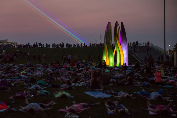 The City of Light Sculpture at AHA community yoga