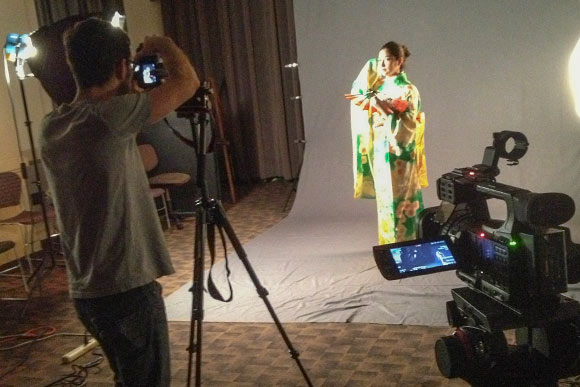 Matthew Hashiguchi on the set of  Good Luck Soup