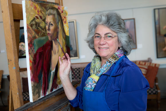 <span class="content-image-text">Portrait artist Tricia Kaman in her Murry Hill Gllleries studio</span>