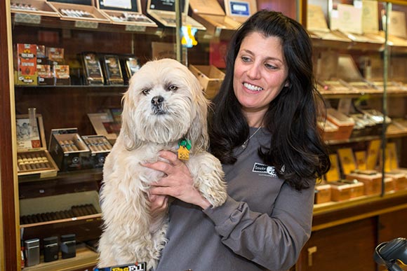 Nicole Laurienzo, and her dog Nikki, owner of Mayfield Smoke Shop