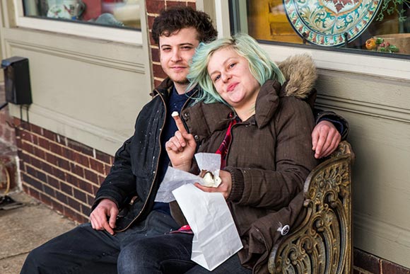 <span class="content-image-text">Enjoying a cannoli on Murray Hill</span>