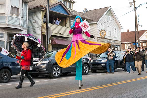 The Ballot Box project kicked off with a colorful parade during the March Walk All Over Waterloo event