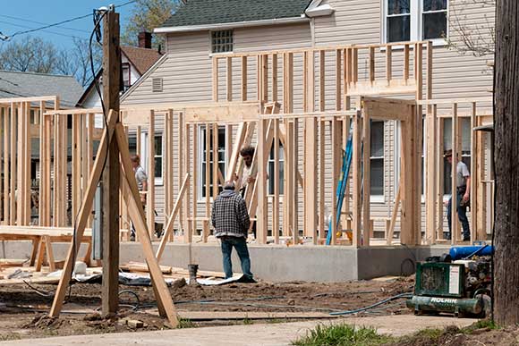 Tiny House Experiment construction on the corner of Pear Ave and West 58th Street