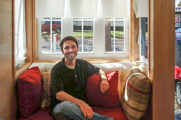 Tim Nevits in his Tumbleweed home