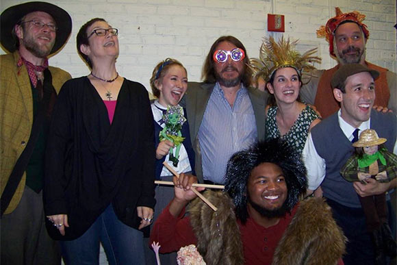Christopher Johnston (fourth from left)  with cast and director and TCT Artistic Director Alison Garrigan after a show at Talespinner Children’s Theatre