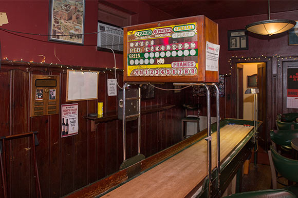 The original circa-1930s shuffleboard still works at  Hotz Cafe