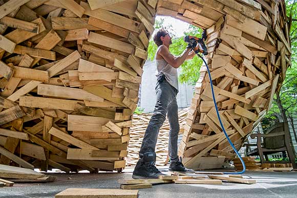 Mark Reigelman (class of 2006) created the giant Reading Nest at the Cleveland Public Library in the summer of 2013